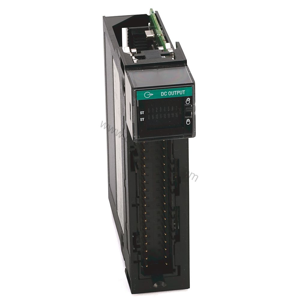 Figure 1: Front view of the Allen-Bradley 1756-OB16I industrial automation component showing its physical design and enclosure.