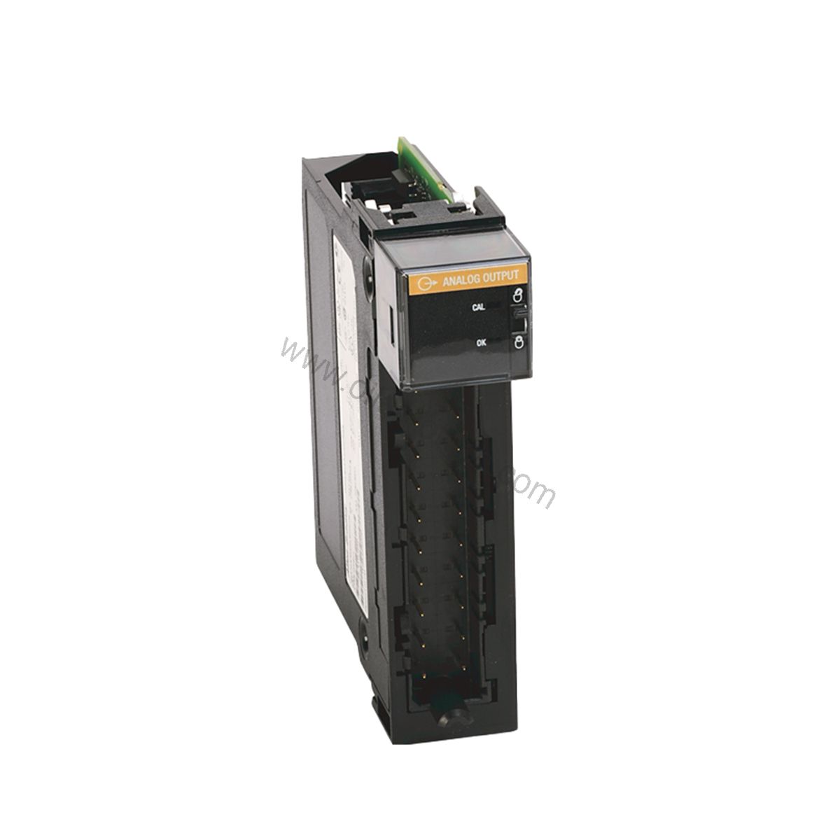 Figure 1: Front view of the Allen-Bradley 1756-OF6CI industrial automation component showing its physical design and enclosure.