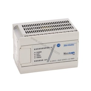 Figure 1: Front view of the Allen-Bradley 1761-L20BWB-5A industrial automation component showing its physical design and enclosure.