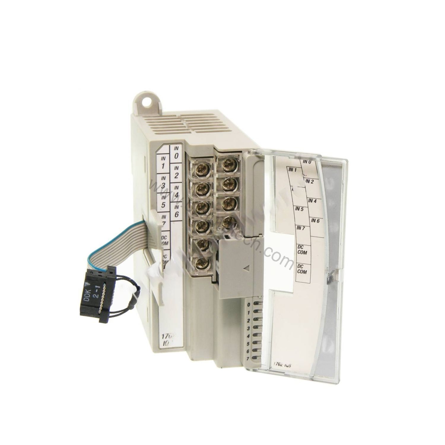 Figure 1: Front view of the Allen-Bradley 1762-IQ8 industrial automation component showing its physical design and enclosure.