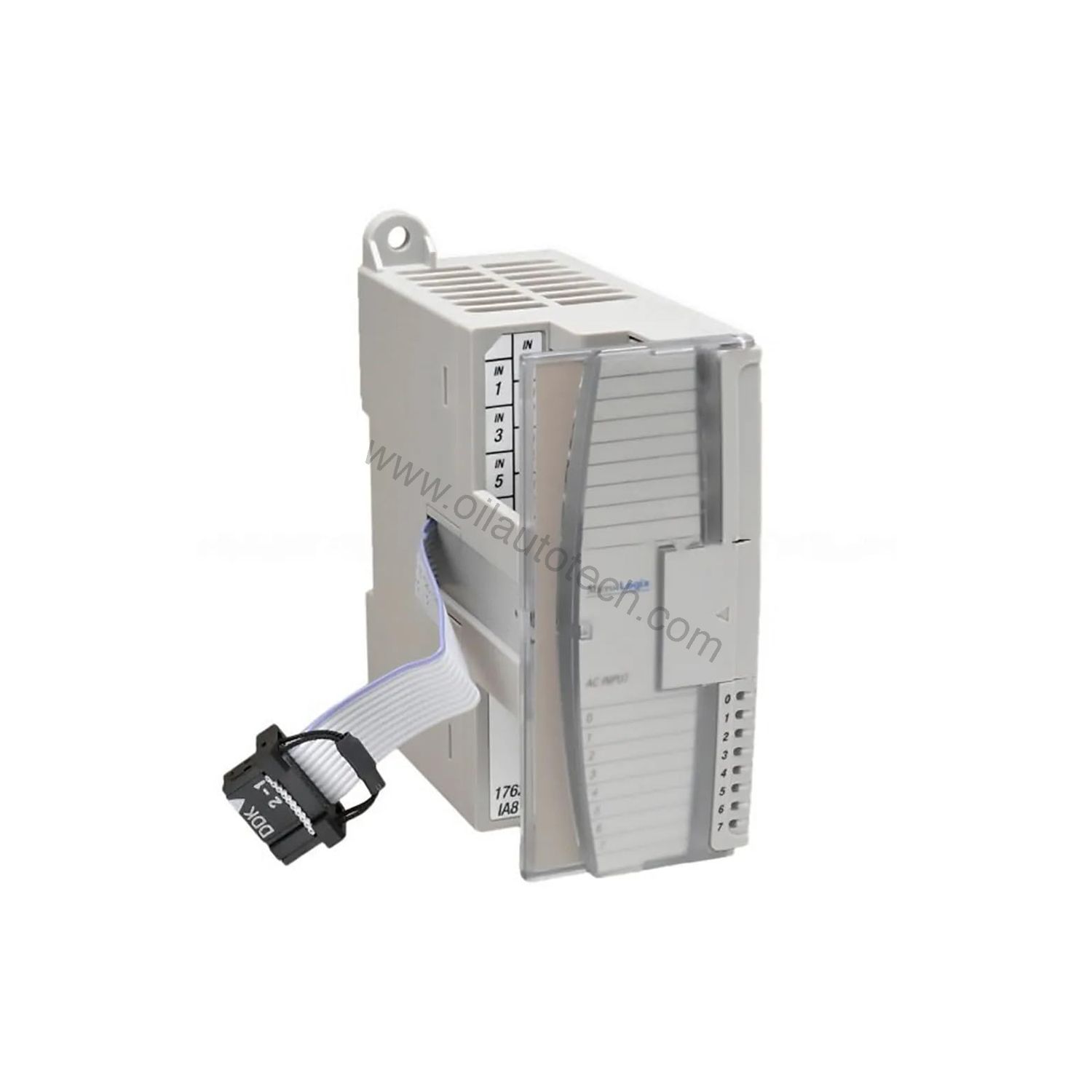 Figure 1: Front view of the Allen-Bradley 1762-L24BWA industrial automation component showing its physical design and enclosure.
