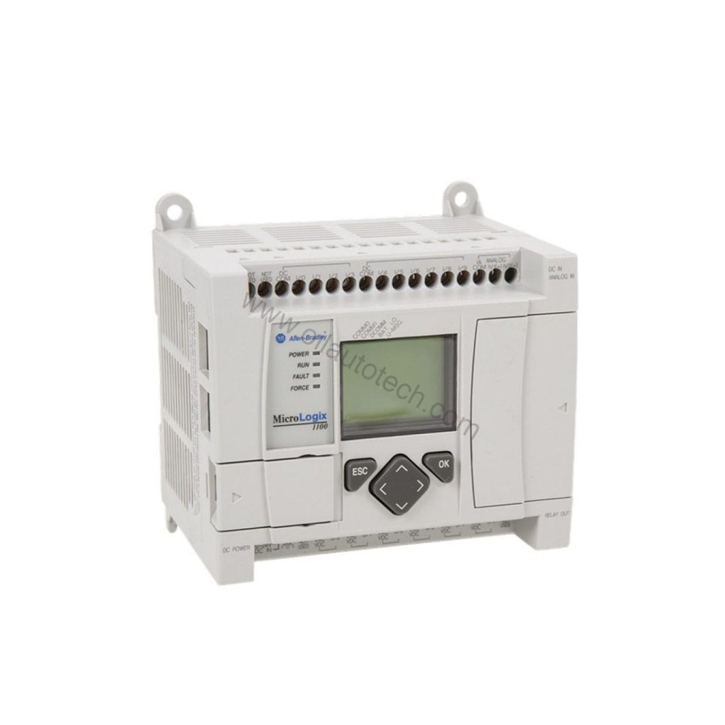 Figure 1: Front view of the Allen-Bradley 1763-L16AWA industrial automation component showing its physical design and enclosure.