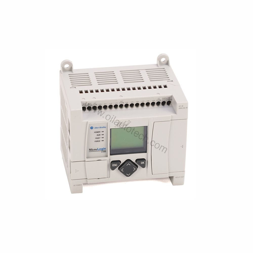 Figure 1: Front view of the Allen-Bradley 1763-L16BBB industrial automation component showing its physical design and enclosure.