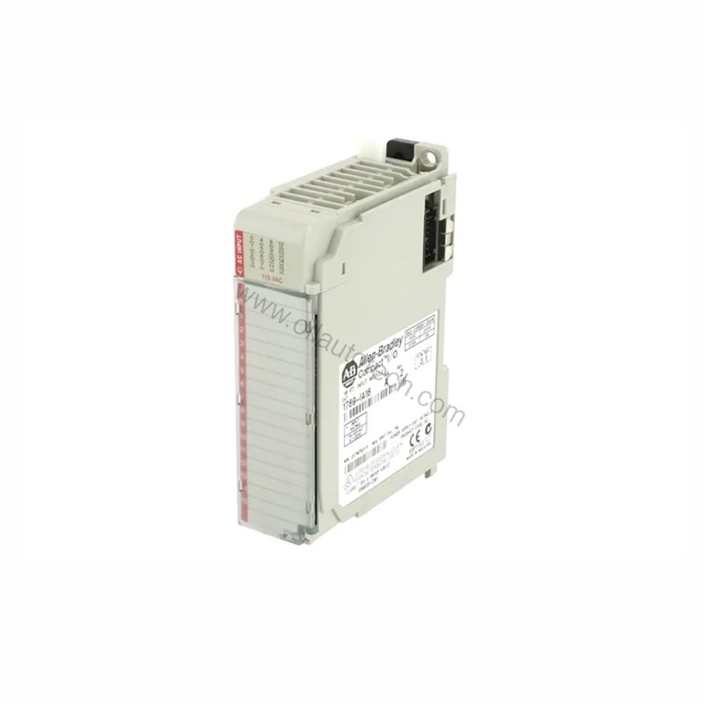Figure 1: Front view of the Allen-Bradley 1769-IA16 industrial automation component showing its physical design and enclosure.