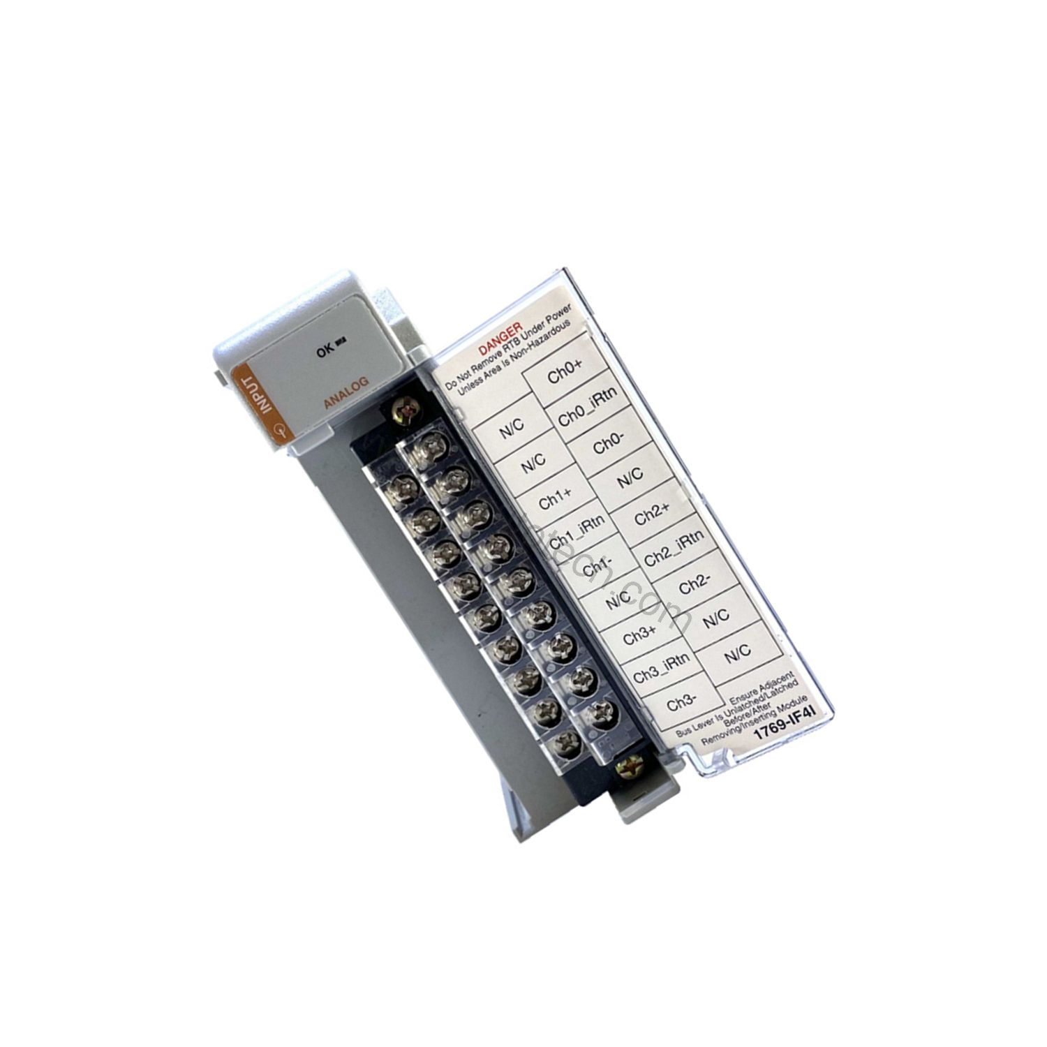 Figure 2: Technical layout and connection details for the Allen-Bradley 1769-IF4FXOF2F industrial automation component.