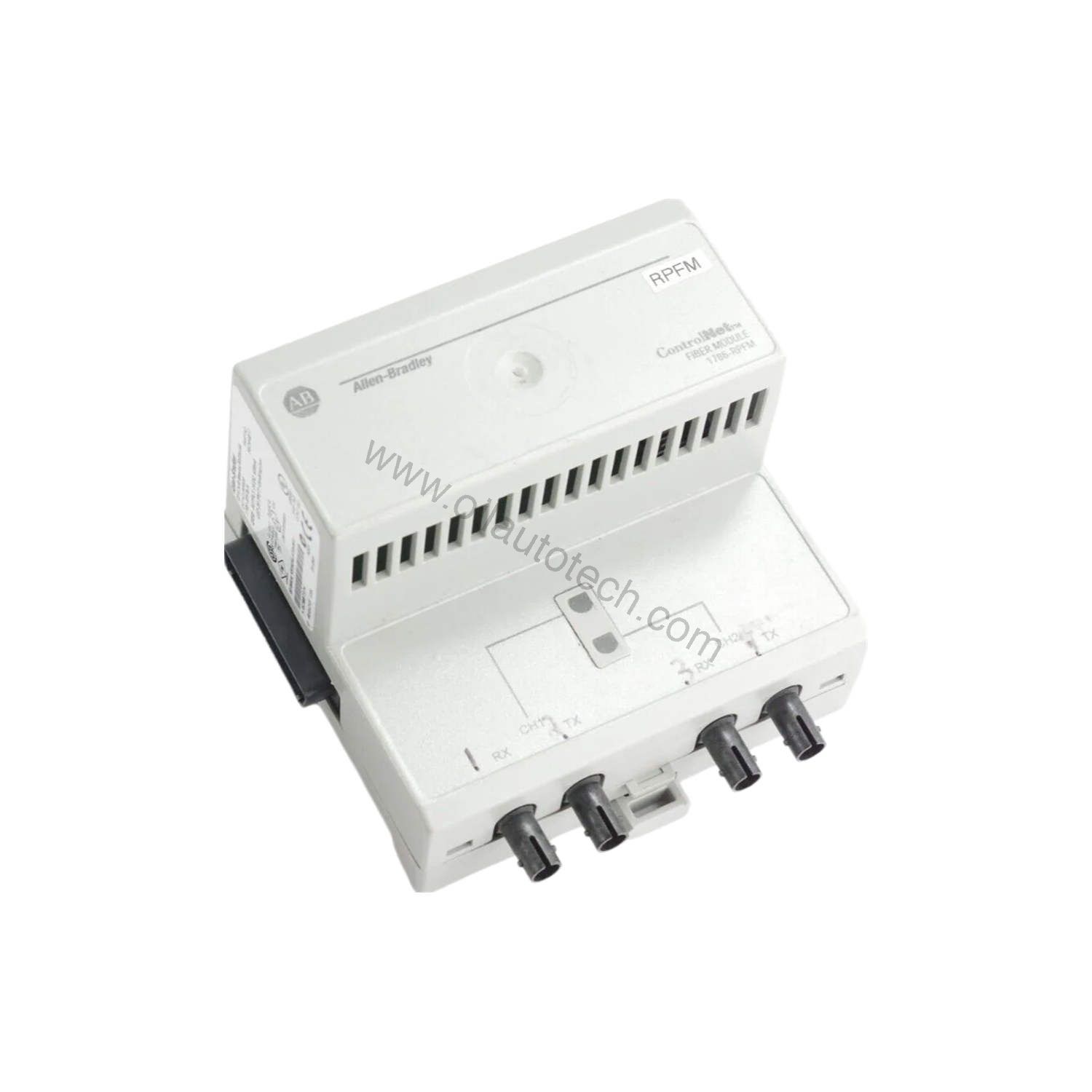 Figure 1: Front view of the Allen-Bradley 1786-RPFM industrial automation component showing its physical design and enclosure.