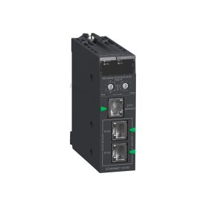 Figure 2: Technical layout and connection details for the Schneider BMECRA31210 industrial automation component.