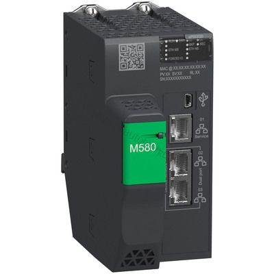 Figure 1: Front view of the Schneider BMEP583020 industrial automation component showing its physical design and enclosure.