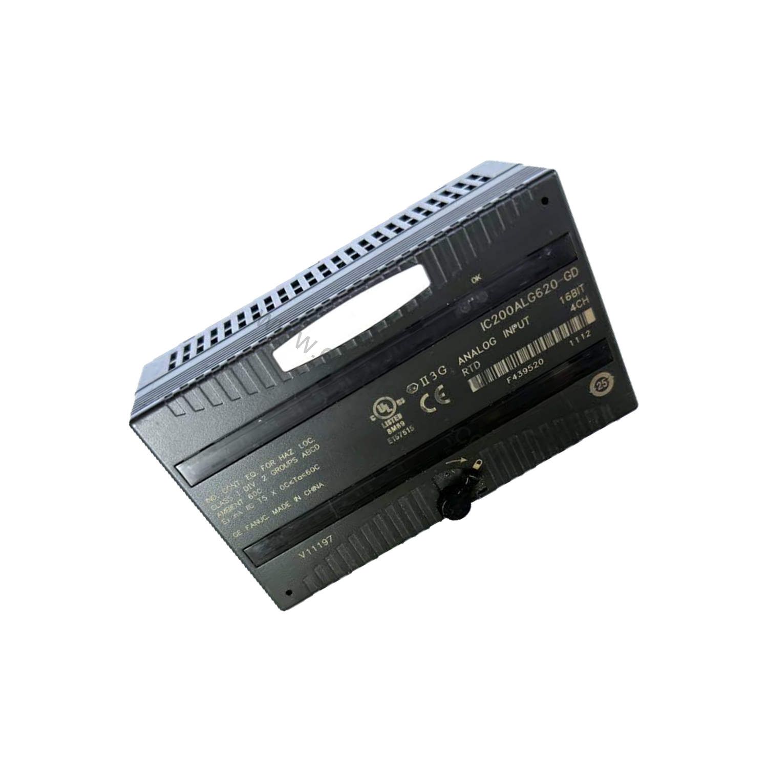 Figure 2: Technical layout and connection details for the GE IC200ALG620 industrial automation component.