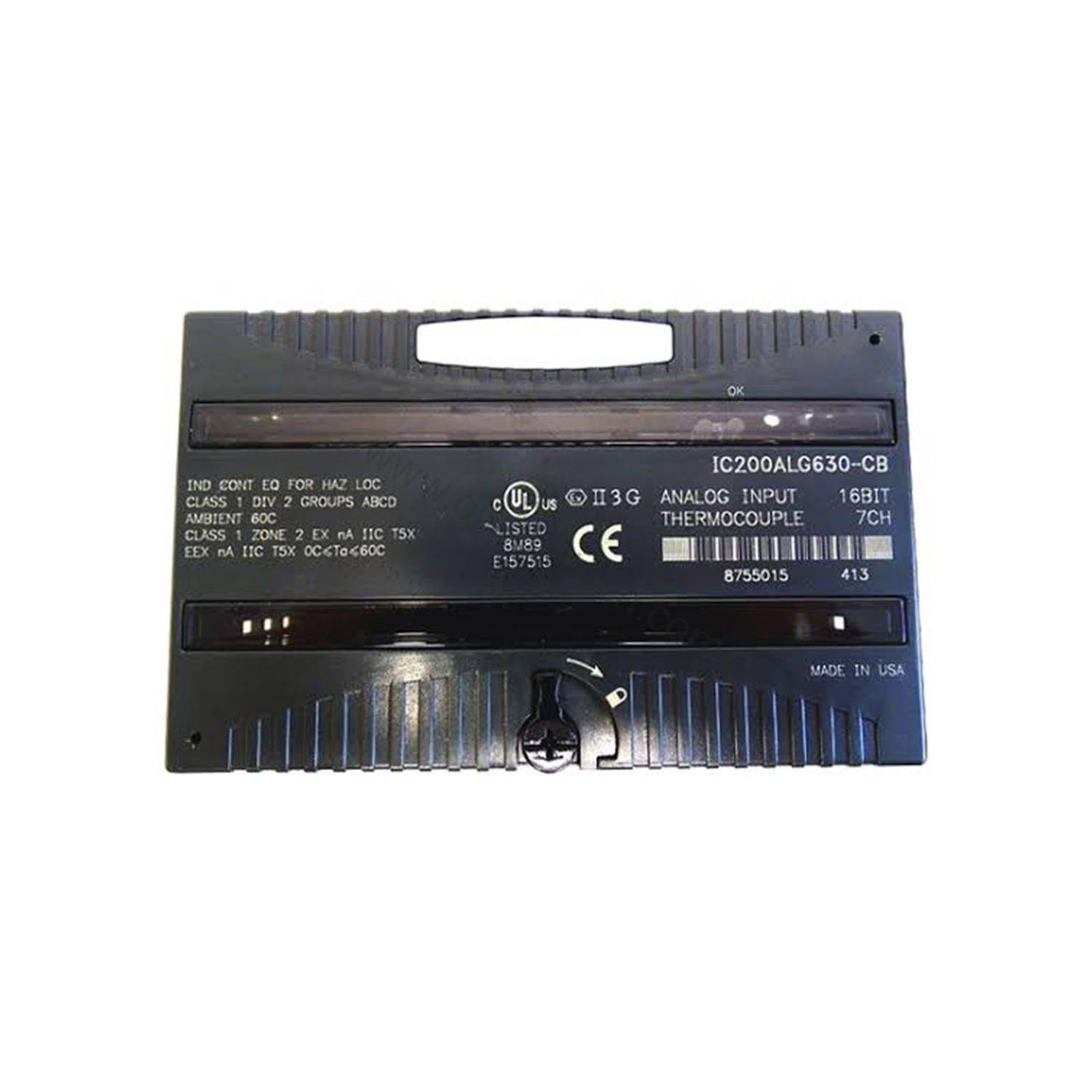 Figure 1: Front view of the GE IC200ALG630 industrial automation component showing its physical design and enclosure.
