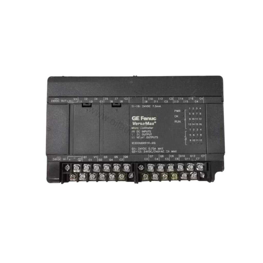 Figure 1: Front view of the GE IC200UDR010 industrial automation component showing its physical design and enclosure.