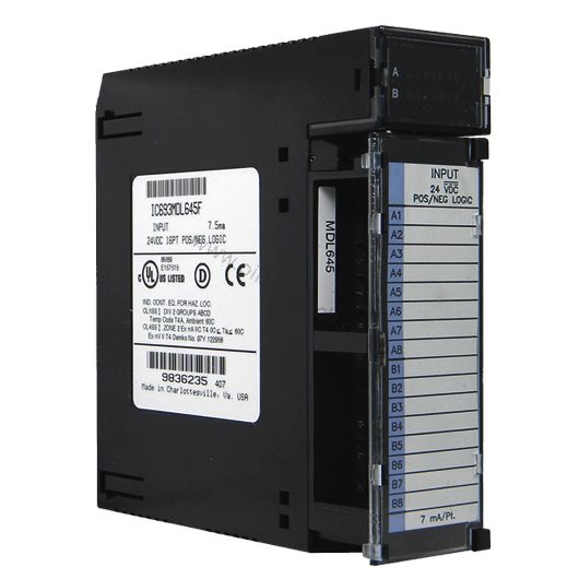 Figure 1: Front view of the GE IC693MDL645 industrial automation component showing its physical design and enclosure.