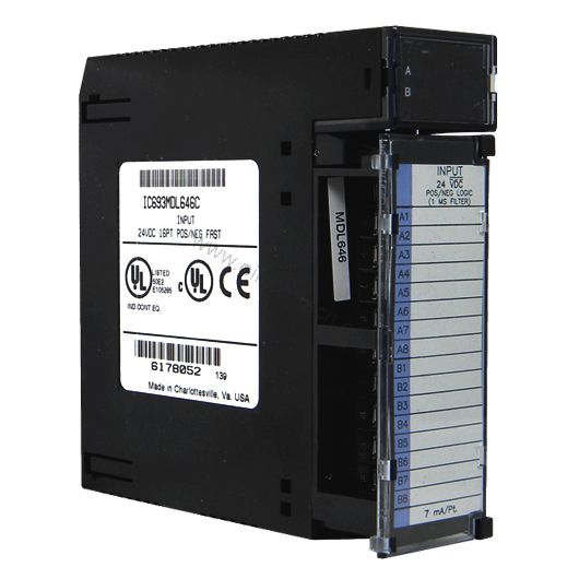 Figure 1: Front view of the GE IC693MDL646D industrial automation component showing its physical design and enclosure.