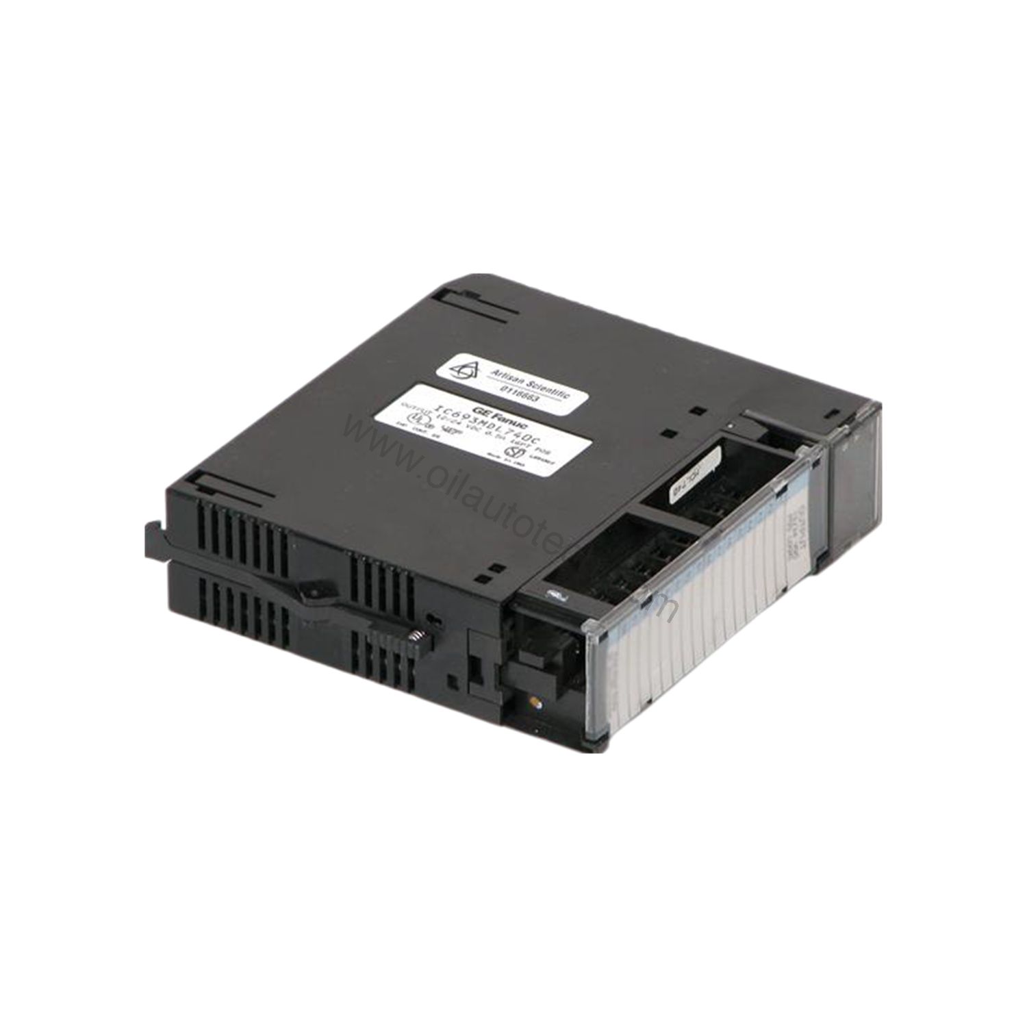 Figure 1: Front view of the GE IC693MDL740 industrial automation component showing its physical design and enclosure.