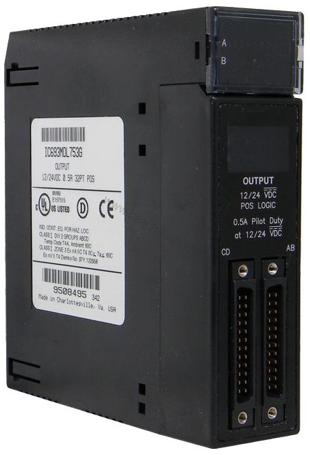 Figure 1: Front view of the GE IC693MDL753F industrial automation component showing its physical design and enclosure.