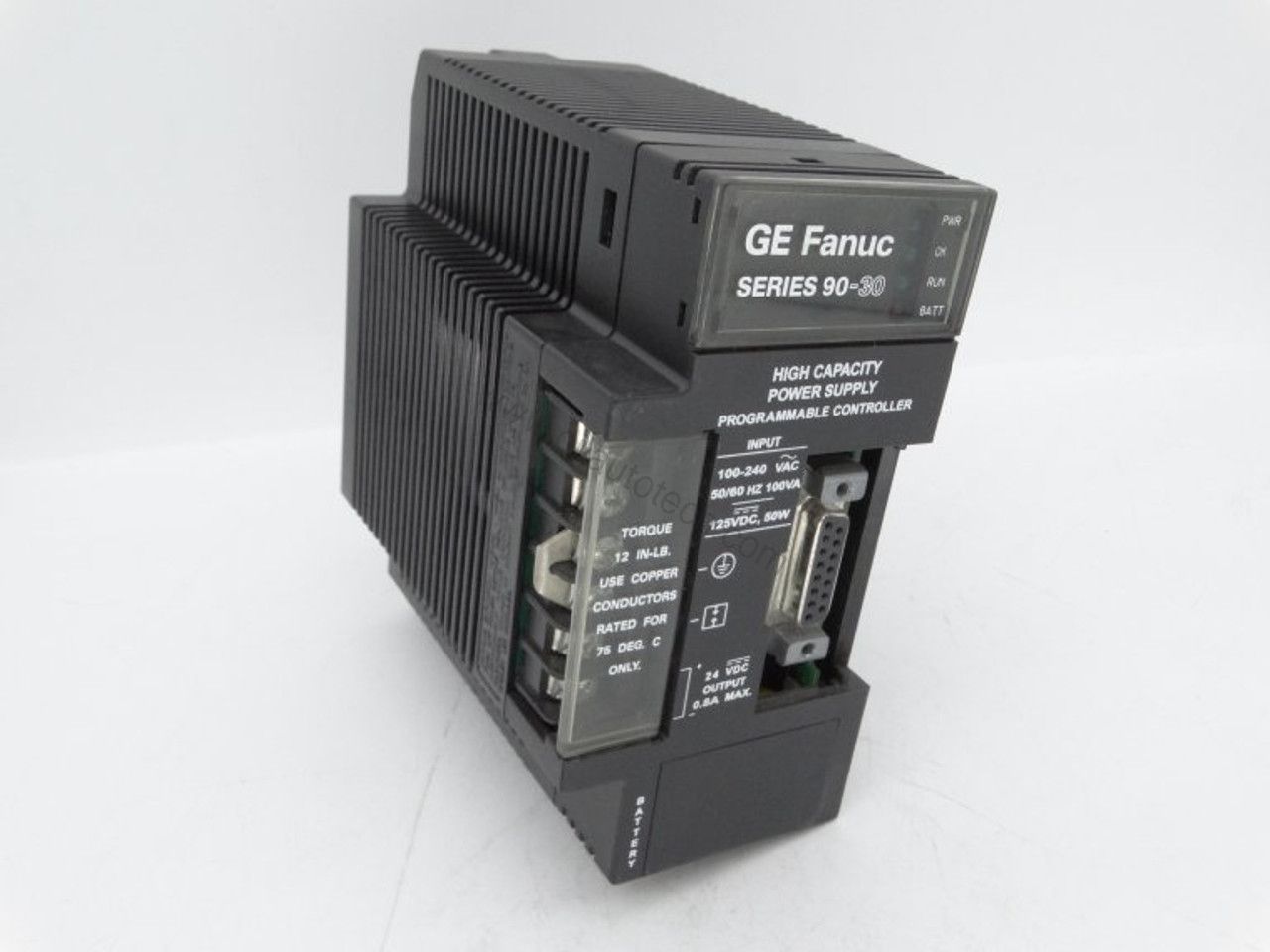 Figure 1: Front view of the GE IC693PWR330 industrial automation component showing its physical design and enclosure.