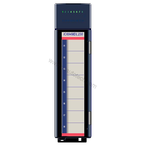 Figure 1: Front view of the GE IC694MDL660 industrial automation component showing its physical design and enclosure.