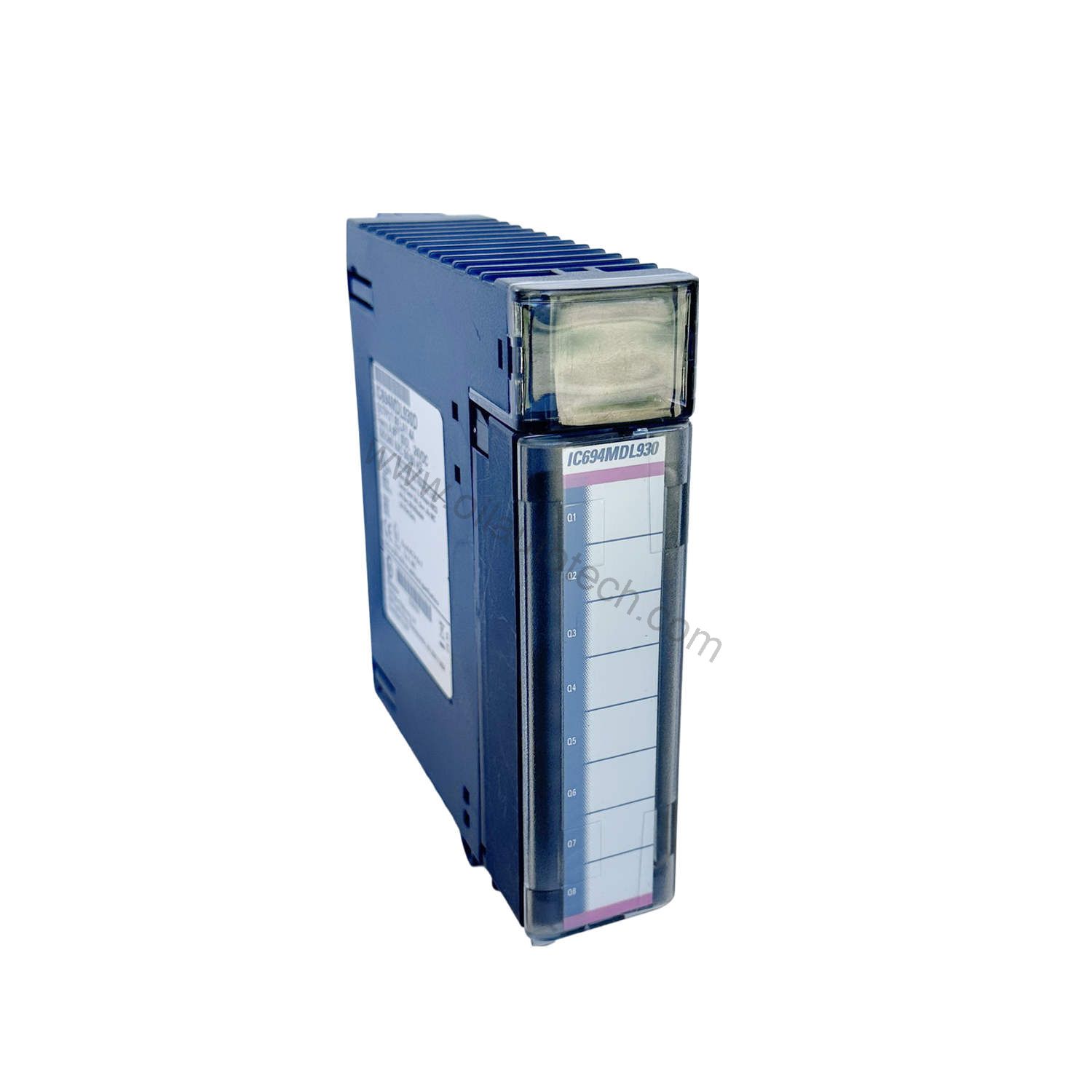Figure 1: Front view of the GE IC694MDL930 industrial automation component showing its physical design and enclosure.