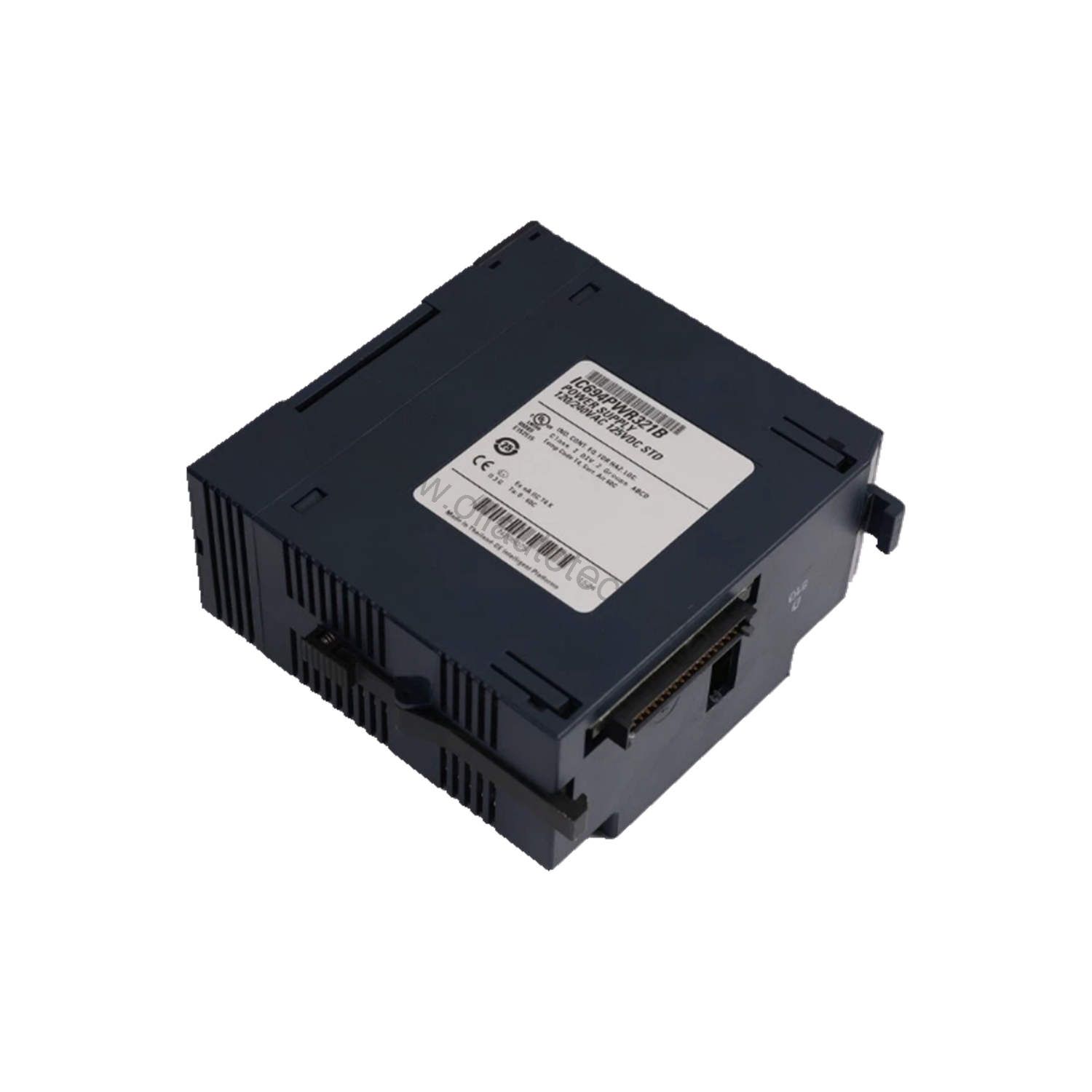 Figure 1: Front view of the GE IC694PWR321B industrial automation component showing its physical design and enclosure.