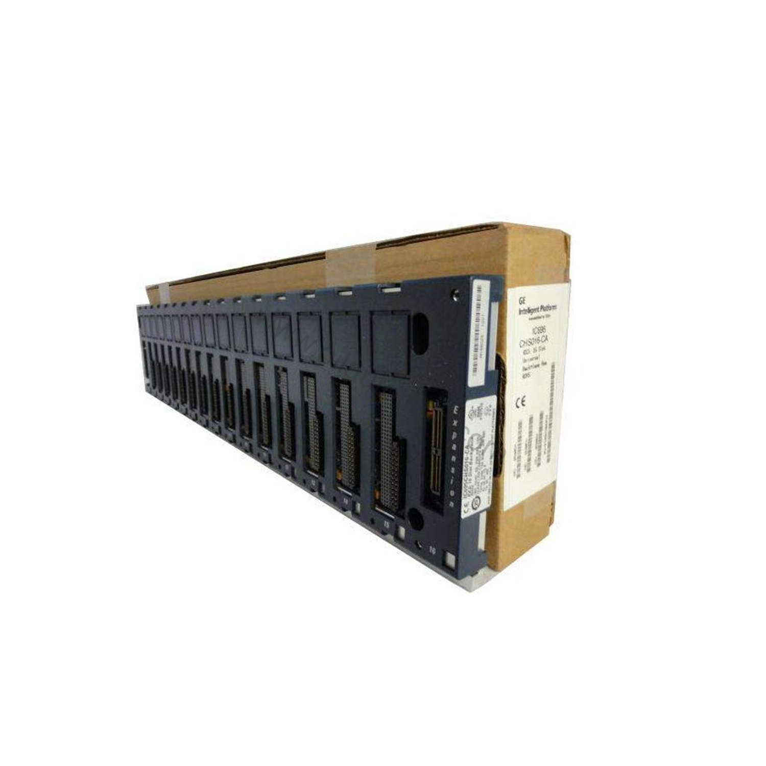 Figure 1: Front view of the GE IC695CHS012-CA industrial automation component showing its physical design and enclosure.