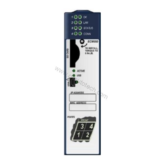 Figure 1: Front view of the GE IC695ETM001 industrial automation component showing its physical design and enclosure.