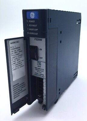Figure 1: Front view of the GE IC695PSD040 industrial automation component showing its physical design and enclosure.