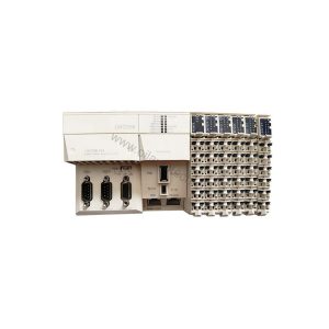 Figure 2: Technical layout and connection details for the Schneider LMC058LF42 industrial automation component.
