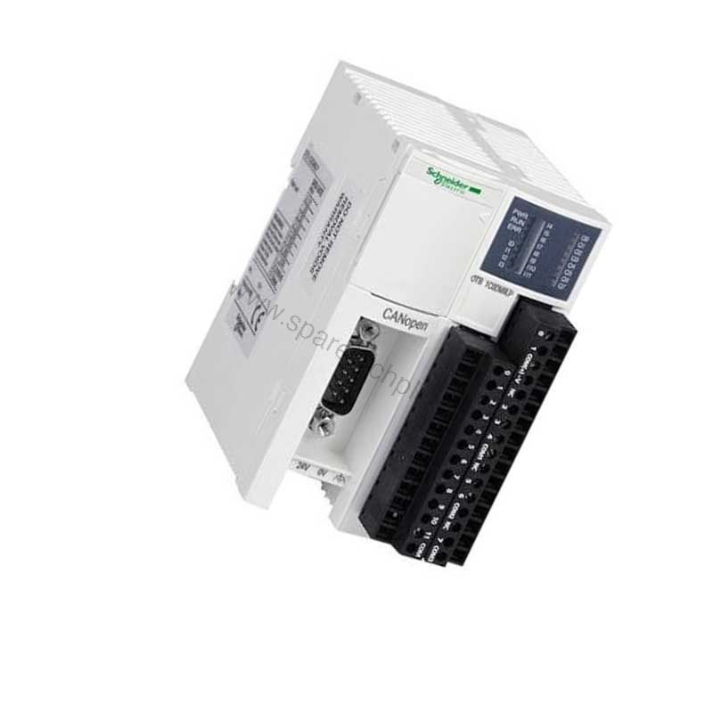 Figure 1: Front view of the Schneider OTB1C0DM9LP industrial automation component showing its physical design and enclosure.