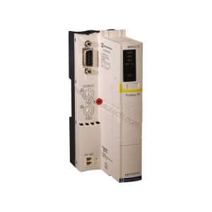 Figure 1: Front view of the Schneider STBNDP2212 industrial automation component showing its physical design and enclosure.