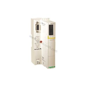 Figure 1: Front view of the Schneider STBNMP2212 industrial automation component showing its physical design and enclosure.