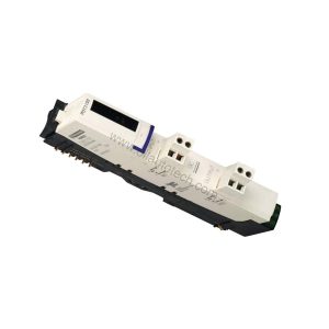 Figure 1: Front view of the Schneider STBPDT2100 industrial automation component showing its physical design and enclosure.