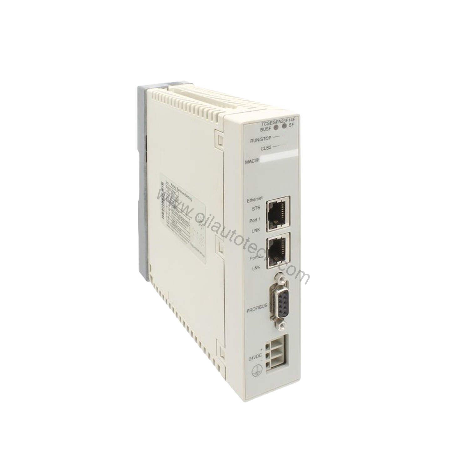 Figure 1: Front view of the Schneider TCSEGPA23F14F industrial automation component showing its physical design and enclosure.