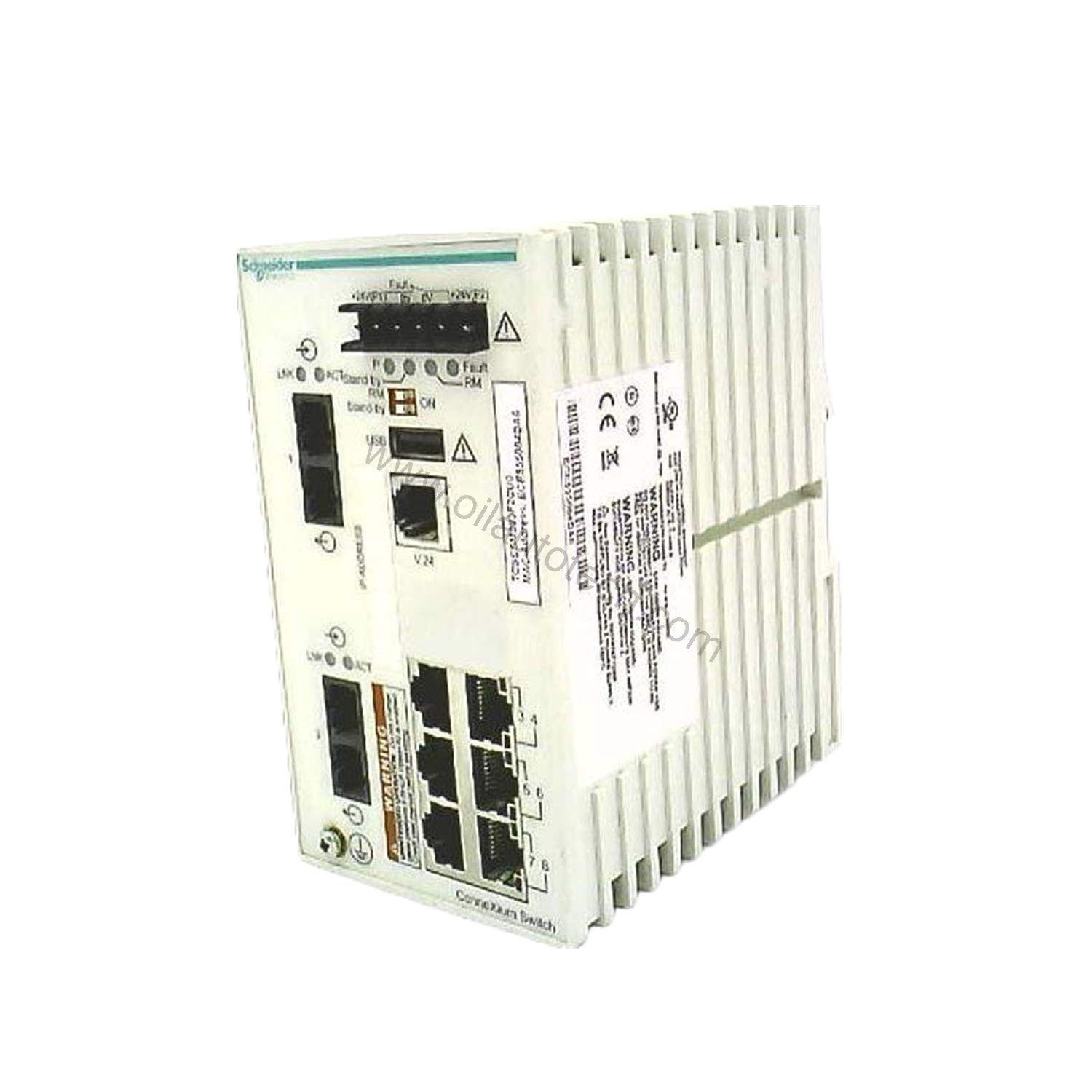 Figure 1: Front view of the Schneider TCSESM083F2CU0 industrial automation component showing its physical design and enclosure.