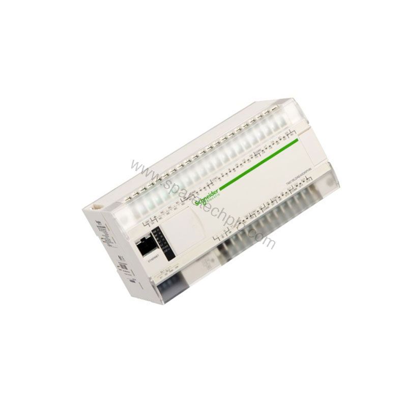 Figure 1: Front view of the Schneider TM218LDA24DRN industrial automation component showing its physical design and enclosure.