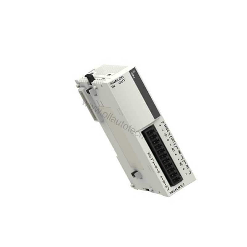 Figure 1: Front view of the Schneider TM2ALM3LT industrial automation component showing its physical design and enclosure.