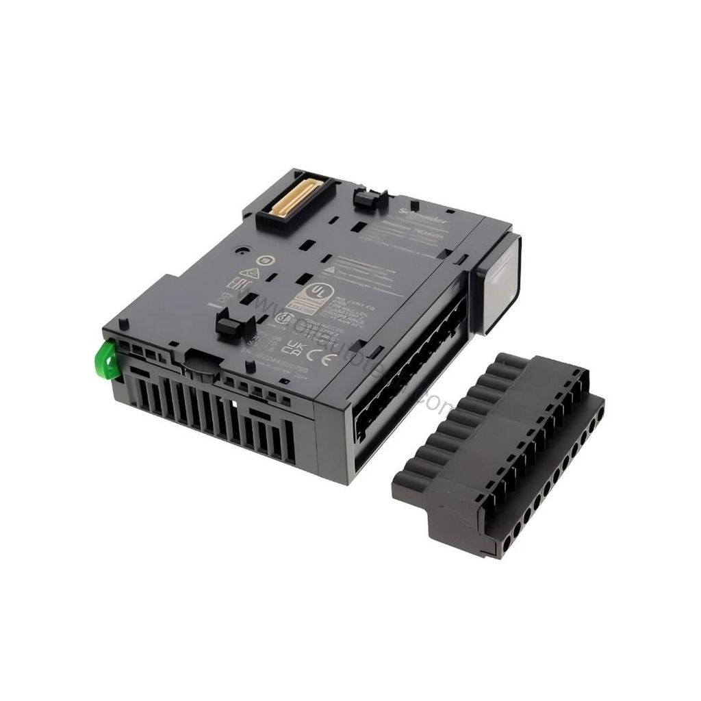 Figure 2: Technical layout and connection details for the Schneider TM3AI2H industrial automation component.