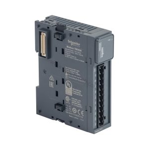 Figure 2: Technical layout and connection details for the Schneider TM3AQ4 industrial automation component.