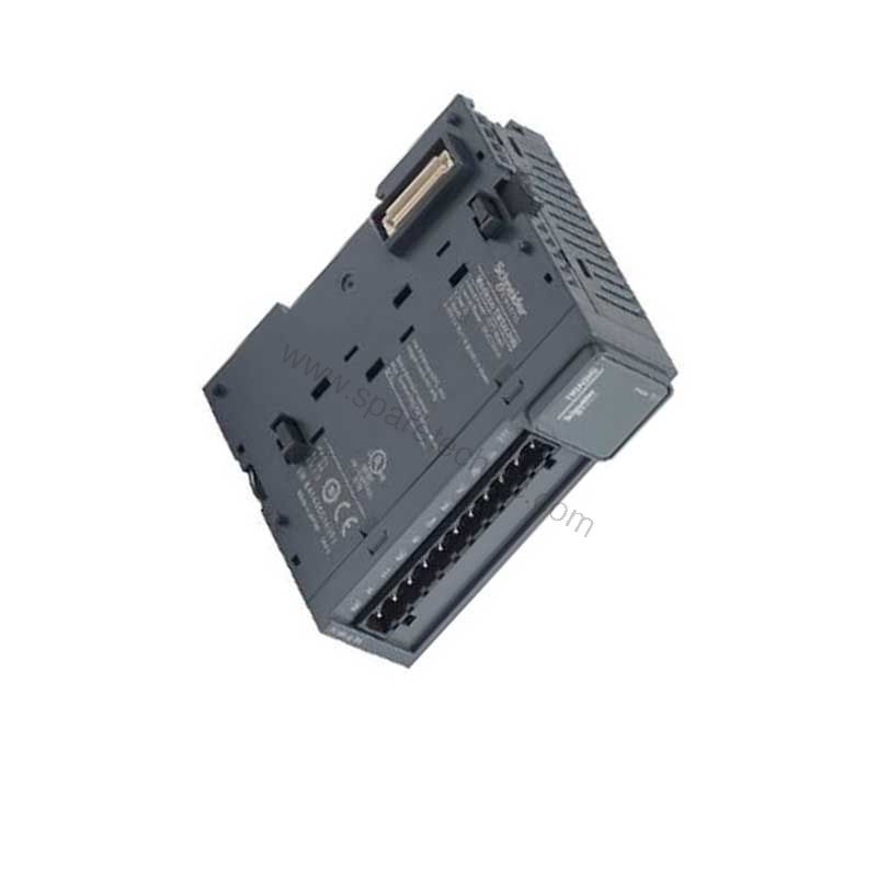 Figure 1: Front view of the Schneider TM3TI4 industrial automation component showing its physical design and enclosure.