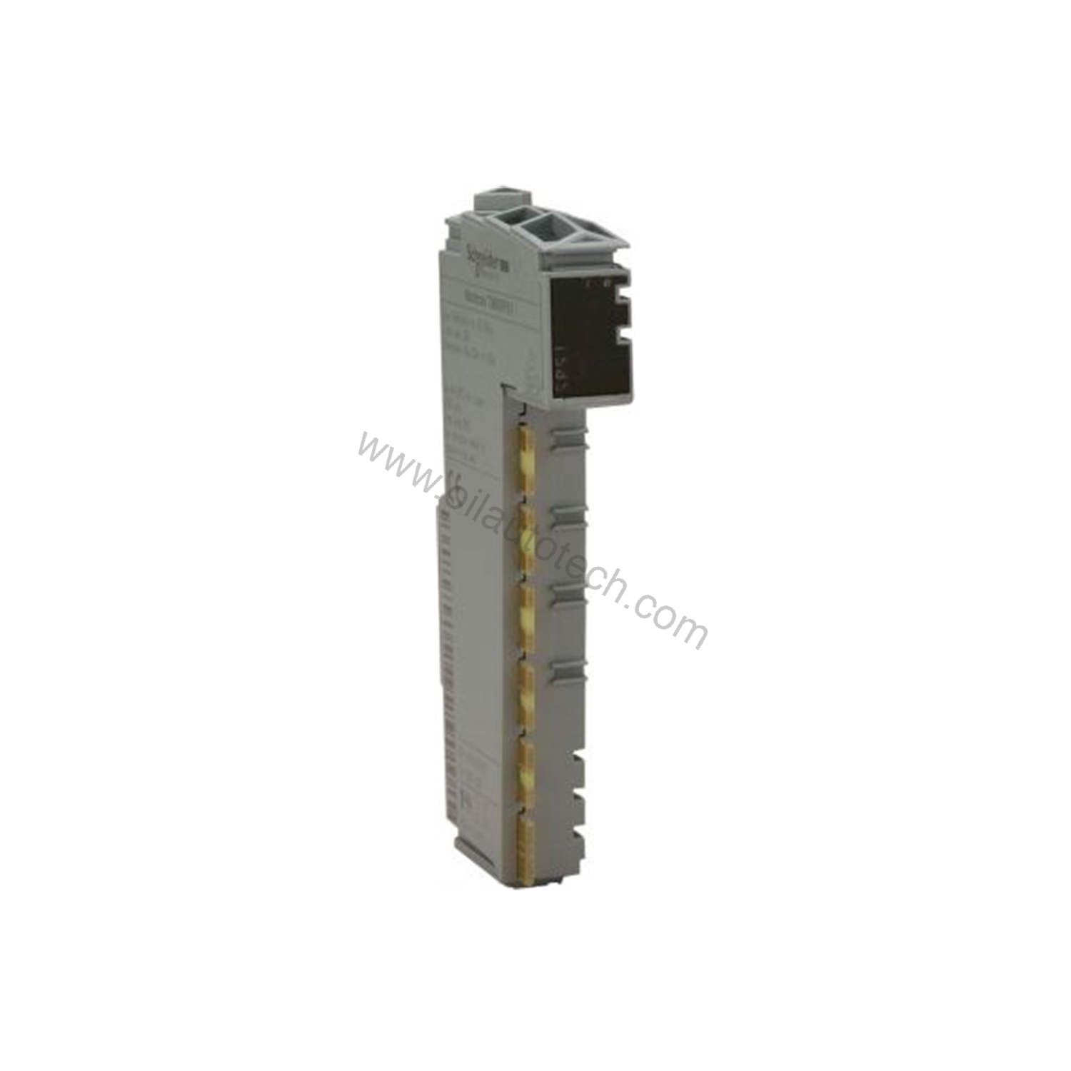 Figure 1: Front view of the Schneider TM5SPS1 industrial automation component showing its physical design and enclosure.