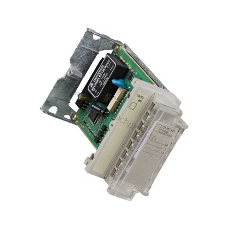 Figure 1: Front view of the Schneider TSXASZ401 industrial automation component showing its physical design and enclosure.