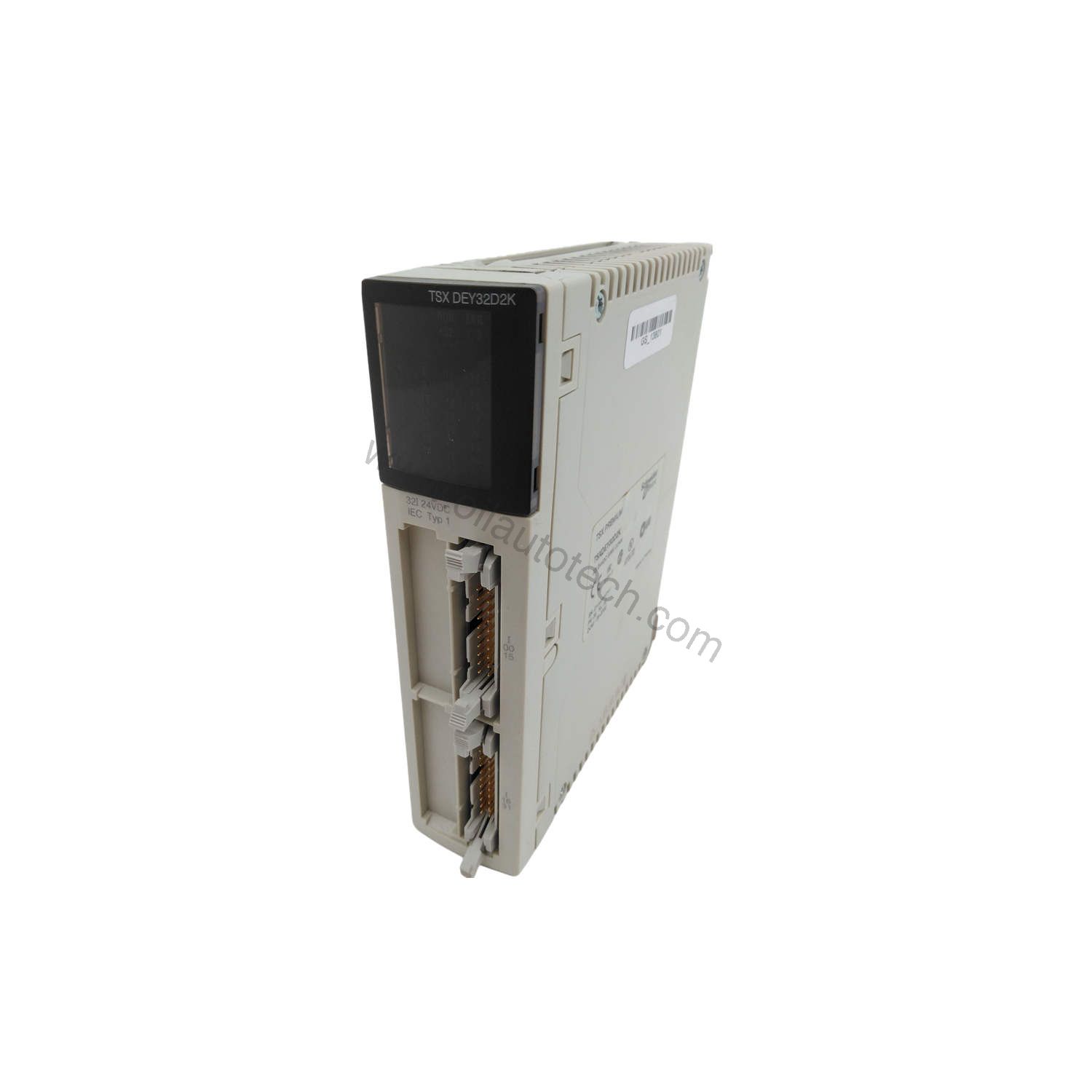 Figure 1: Front view of the Schneider TSXDEY32D2K industrial automation component showing its physical design and enclosure.