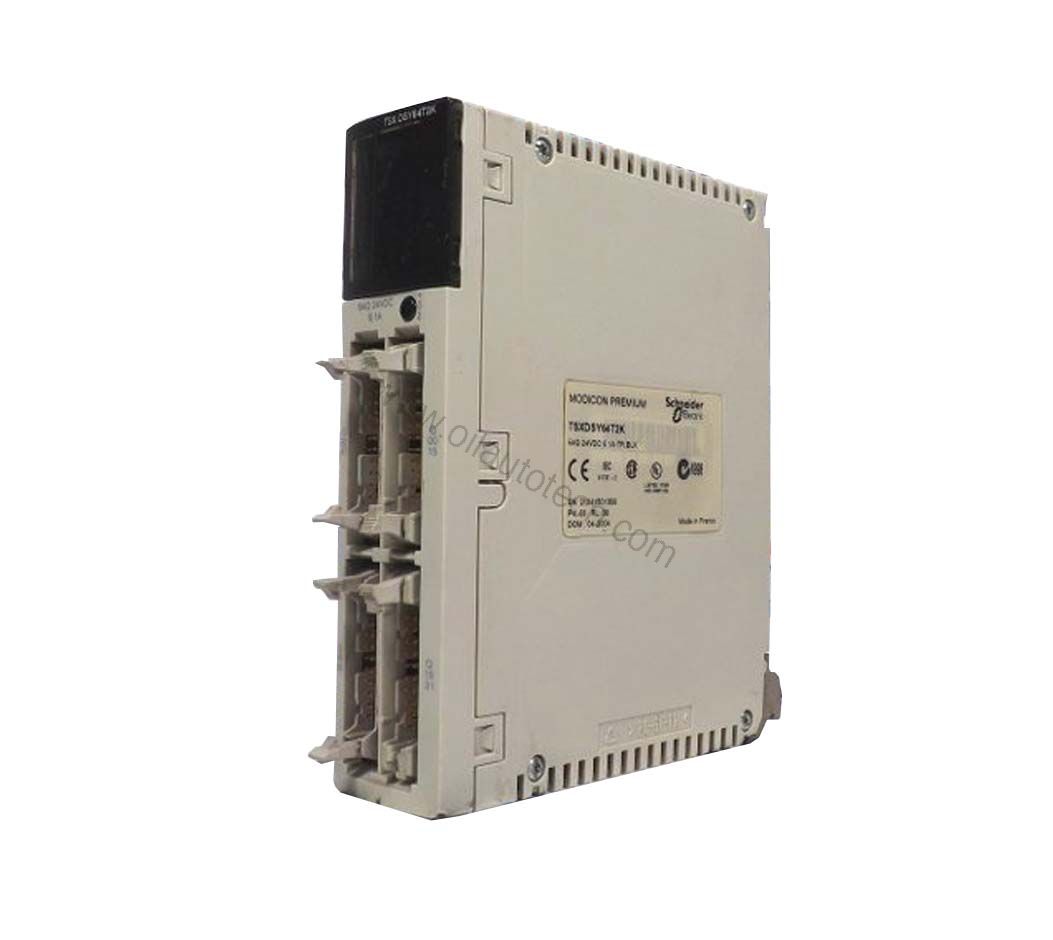Figure 2: Technical layout and connection details for the Schneider TSXDSY08T2 industrial automation component.