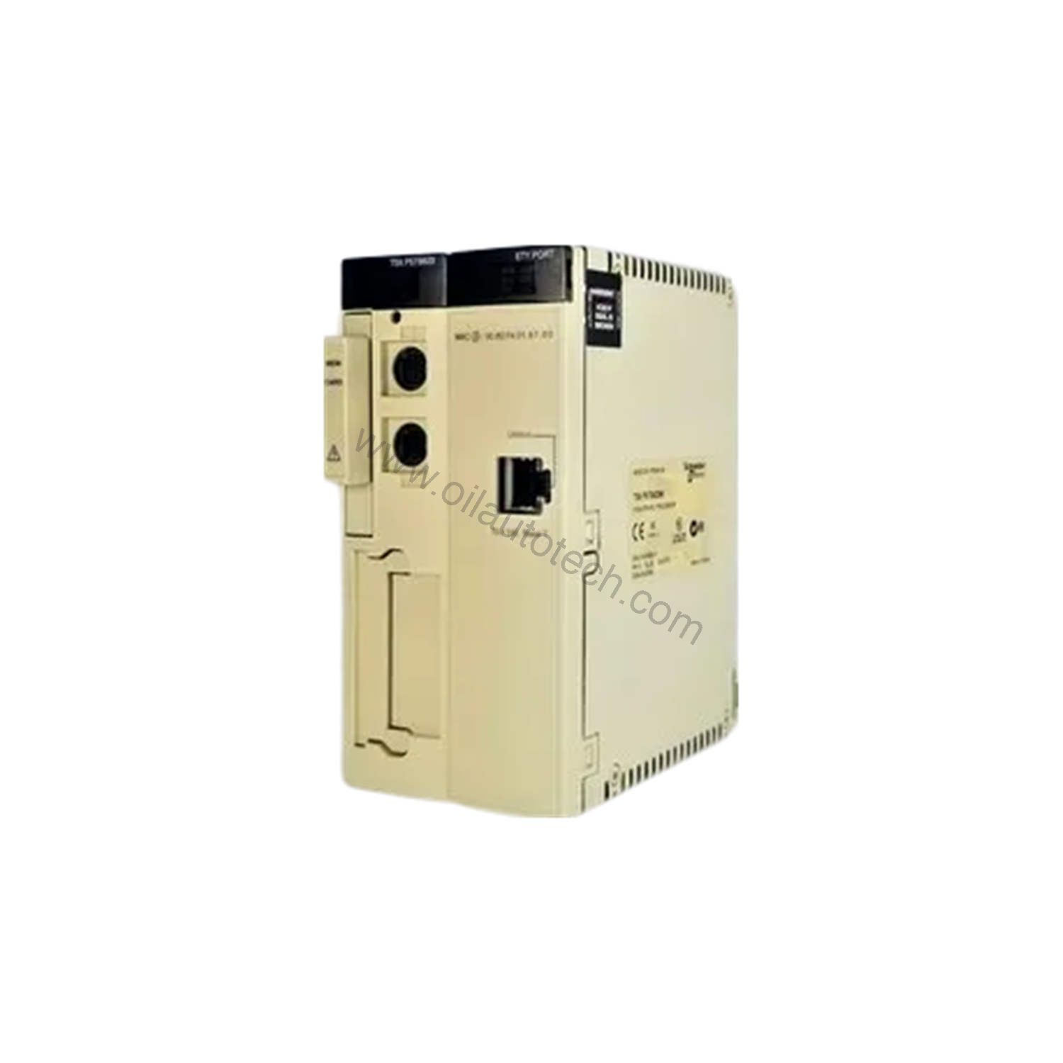 Figure 1: Front view of the Schneider TSXP573623M industrial automation component showing its physical design and enclosure.