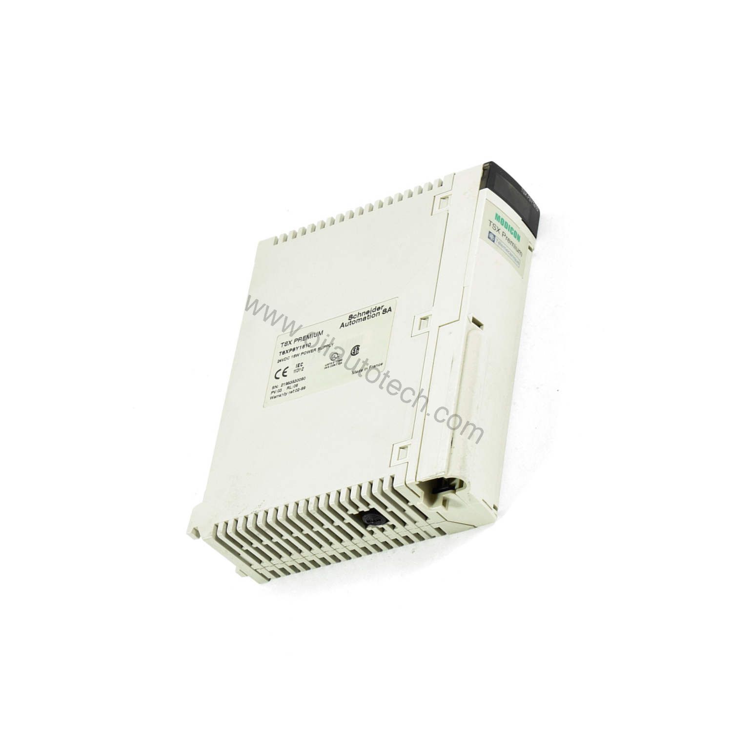 Figure 2: Technical layout and connection details for the Schneider TSXPSY1610M industrial automation component.