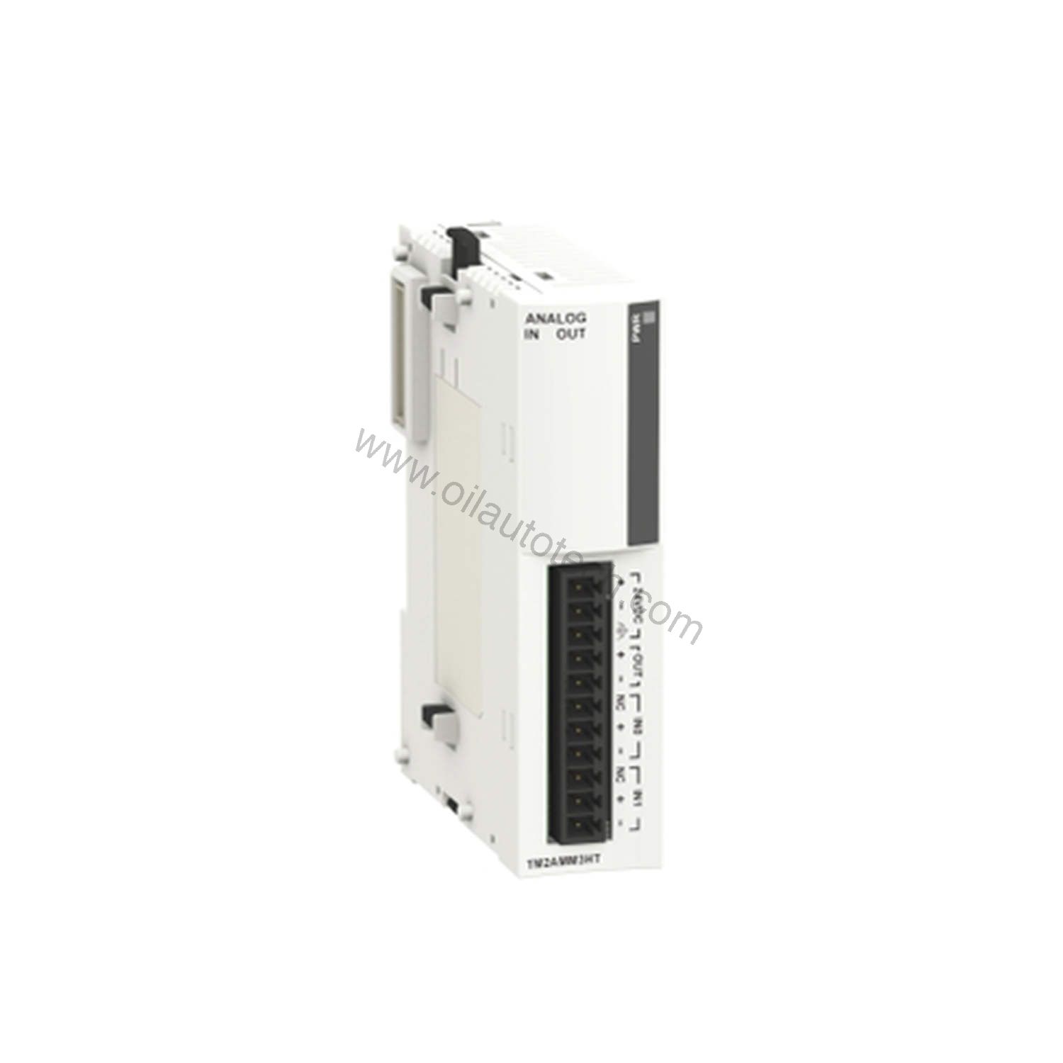 Figure 1: Front view of the Schneider TWDAMM3HT industrial automation component showing its physical design and enclosure.