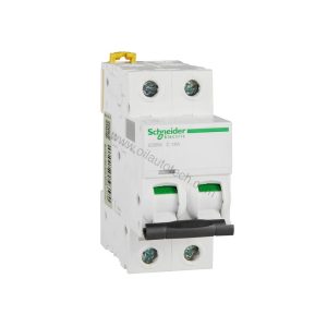 Figure 2: Technical layout and connection details for the Schneider iC60N 2P C40 industrial automation component.
