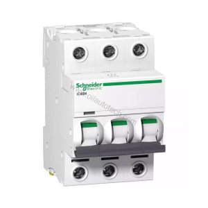 Figure 2: Technical layout and connection details for the Schneider iC60N 3P C16 industrial automation component.