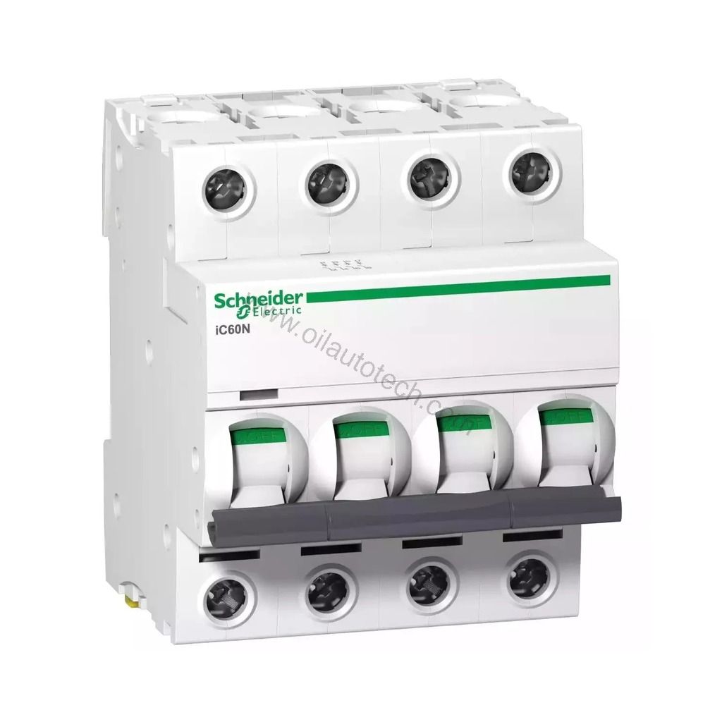 Figure 1: Front view of the Schneider iC60N 4P C63 industrial automation component showing its physical design and enclosure.